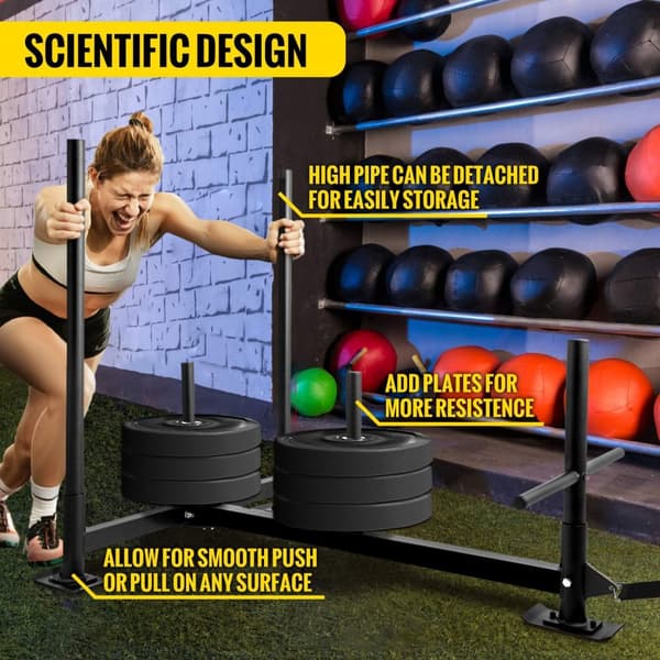 500 lbs fitness släde med utbytbara fötter för snabb- och styrketräning, robust och hållbar, vetenskaplig design, justerbar vikt