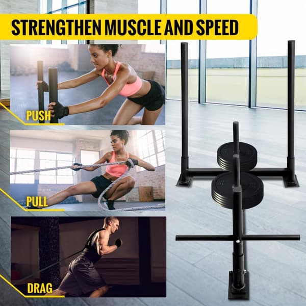 500 lbs fitness släde med utbytbara fötter för snabb- och styrketräning, robust och hållbar, vetenskaplig design, justerbar vikt