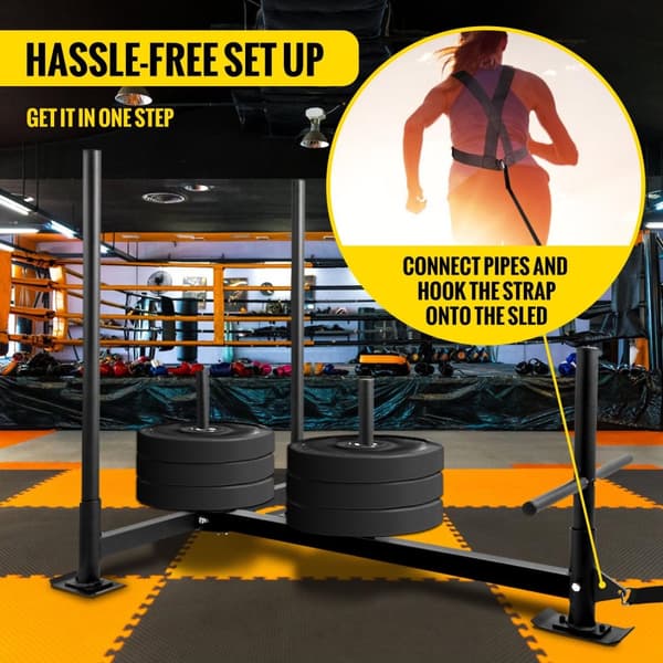 500 lbs fitness släde med utbytbara fötter för snabb- och styrketräning, robust och hållbar, vetenskaplig design, justerbar vikt