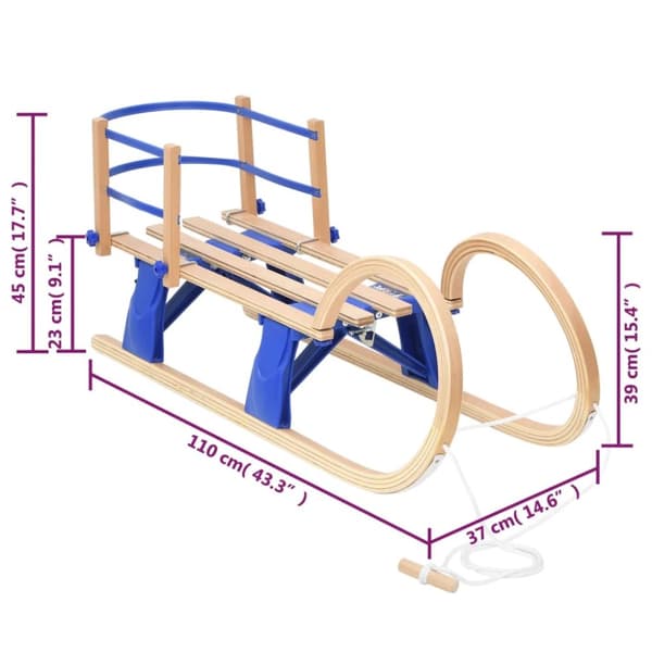 foldbar kælk med ryglæn 110 cm krydsfiner