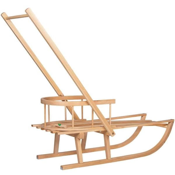 SPRINGOS® Släde i lackerat trä med Ryggstöd Push bar