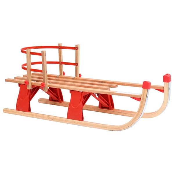 Hopfällbar kälke med ryggstöd 119 cm trä