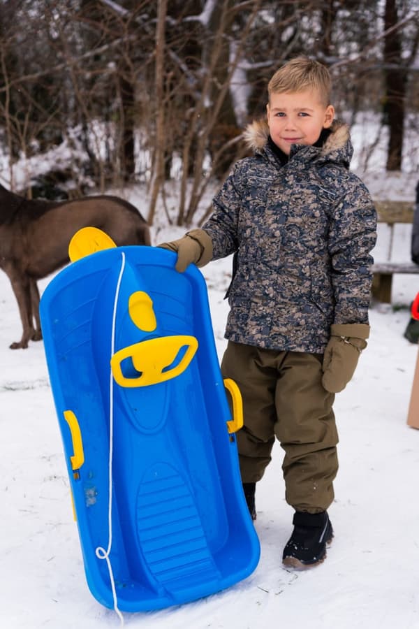Dantoy Bobsläde / pulka med ratt 94 cm för barn, Blå