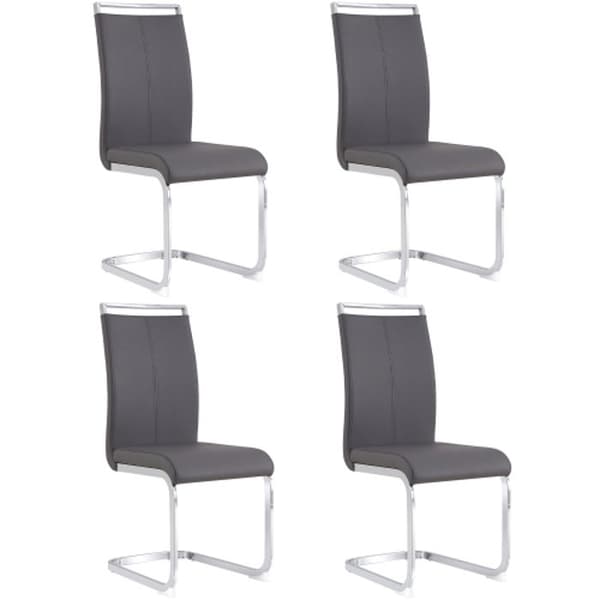 Sängstol, struktur i kromat metall, max. belastning 120 kg, klädsel i mjukt läder, grå (4-pack)