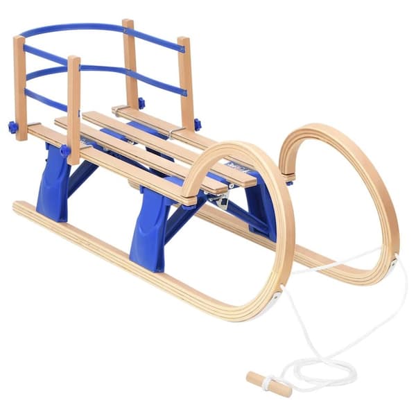 Hopfällbar kälke med ryggstöd 110 cm plywood