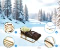 Pikkukuva 3 / 10: Perinteinen puinen kelkka selkänojalla ja makuupussilla lapsille, vahva puolalainen
