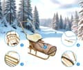 Miniatyrbild 3 av 10: Traditionell träpulka för barn med ryggstöd, skjuts och sovsäck PL