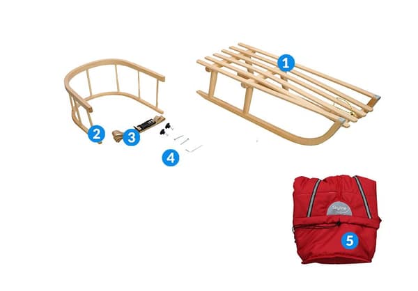 Träpulka med ryggstöd och sovsäck traditionell för barn solid PL