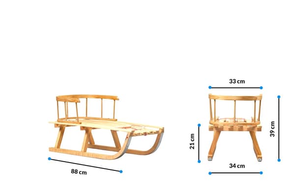 Träpulka med ryggstöd och sovsäck traditionell för barn solid PL