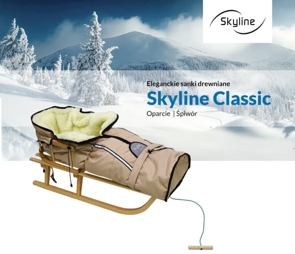 Träpulka med ryggstöd och sovsäck traditionell för barn solid PL