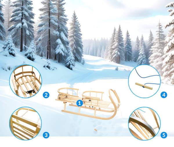 Sleds duo twin tandem stor trækælk til børn solide polerede bælter