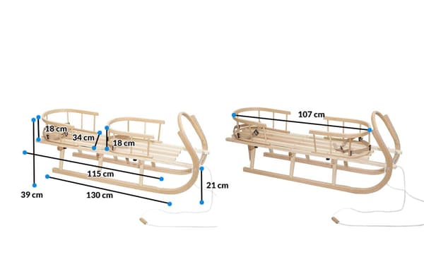 Sleds duo twin tandem stor trækælk til børn solide polerede bælter
