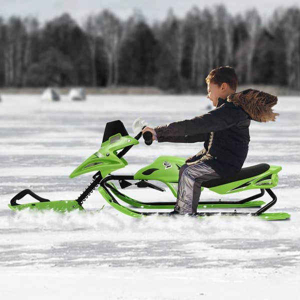 Styrbar Snösläde, Hållbart Material, Justerbart Dämpning, Lämplig för Barn,grön