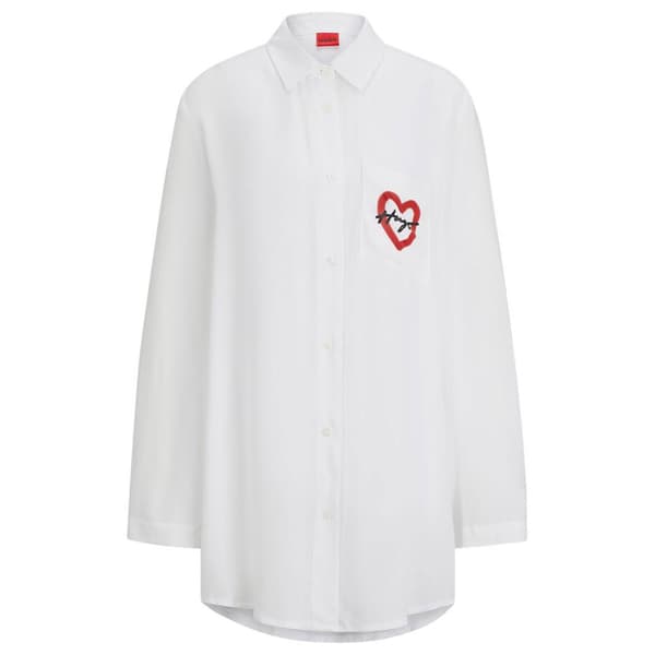Hugo Långärmad Skjorta Pyjamas 10257113 Vit S Kvinna