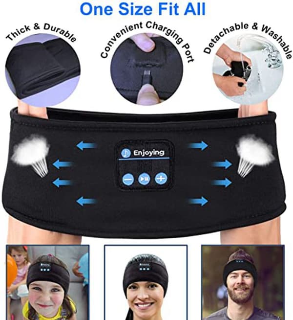 Sleep Headphones – Pandebånd & Øjenmaske med Bluetooth Hovedtelefoner Sort