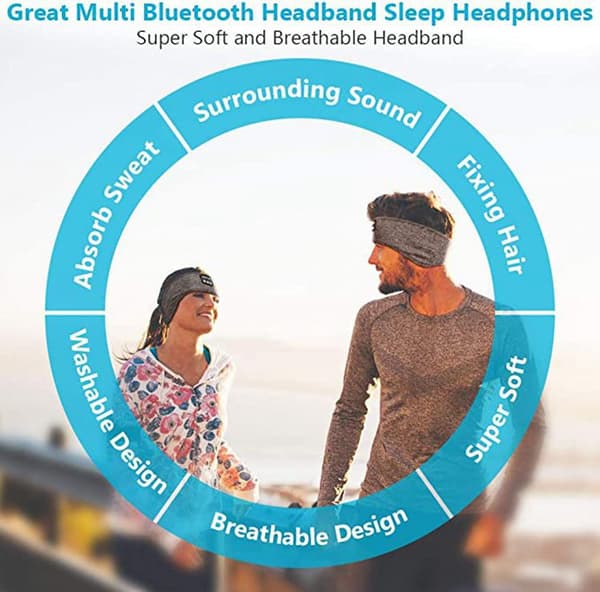 Sleep Headphones – Pandebånd & Øjenmaske med Bluetooth Hovedtelefoner Sort