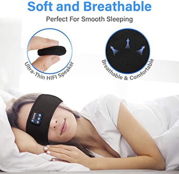 Sleep Headphones – Pandebånd & Øjenmaske med Bluetooth Hovedtelefoner Sort