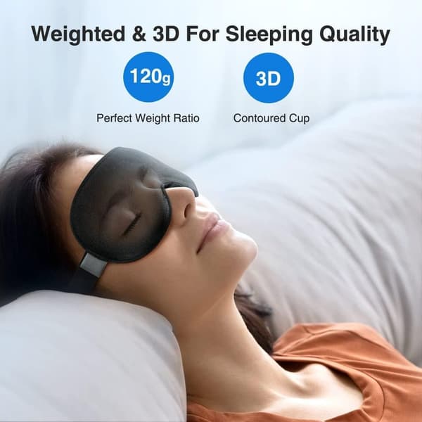 Komfortabel 3D-sovemaske med 100% mørklægning sort