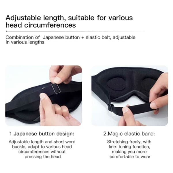 Bekväm 3D Sovmask med 100% Mörkläggning Svart