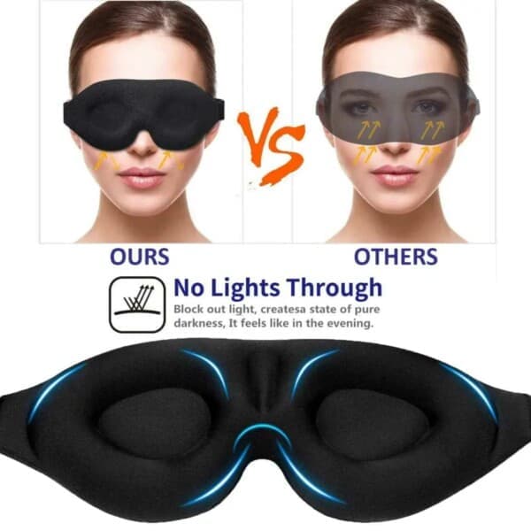 Bekväm 3D Sovmask med 100% Mörkläggning Svart