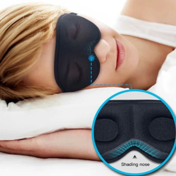 Bekväm 3D Sovmask med 100% Mörkläggning Svart