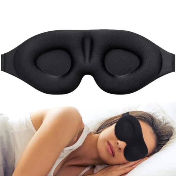 Bekväm 3D Sovmask med 100% Mörkläggning Svart