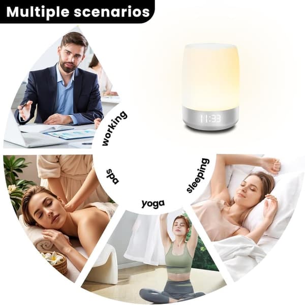 Nattljus,White Noise Maskin med APP-kontroll-Justerbar LED-lampa, 32 Lugnande Ljud, 8 Färger, Stänga Av Störande Ljud för Sömnen