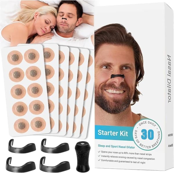Auledio 60 Stycken Magnetiska Näsplåster, Anti-Snark Nosremsor Näsplåster Magnet Svart