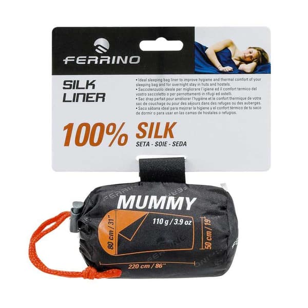 Ferrino Liner Silk Mummy Sort 220 x 80 cm