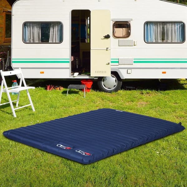 Rootz Air Mattress - Inflatable Air Bed - Camping Mattress - Sleeping Mat - PVC - Polyester - Pongee - Navy Blue - 195 x 138 x 10 cm