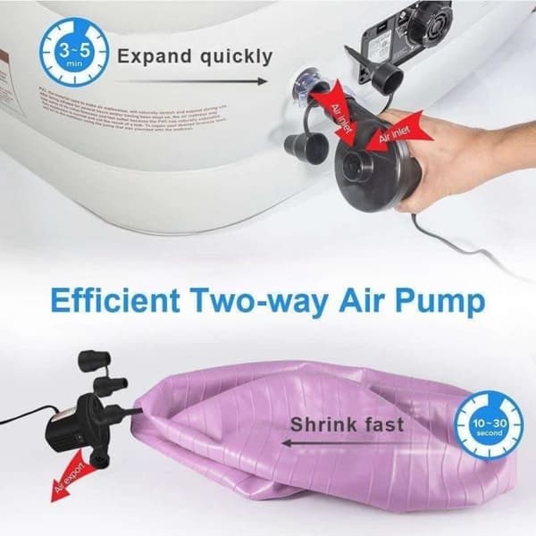 Elektrisk luftpump, 2 i 1 uppladdningsbar uppblåsningspump, elektrisk luftpump, bärbar snabbuppblåsare med 3 [335]