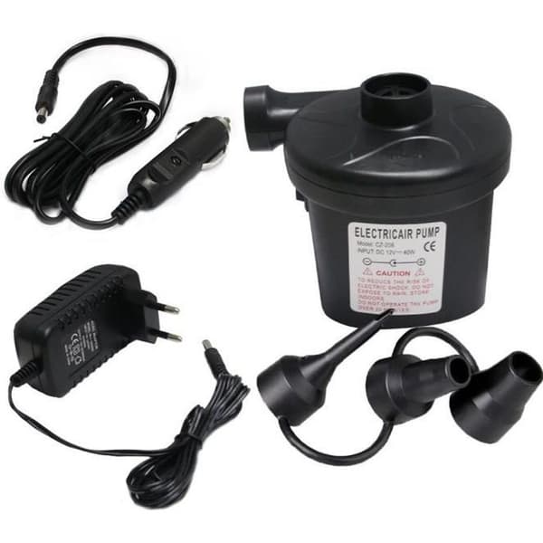 Elektrisk pump, Home-N DC12V/AC 230V-50Hz Elektrisk uppblåsare/deflator, luftpump med 3 munstycken för uppblåsbar madrass, camping