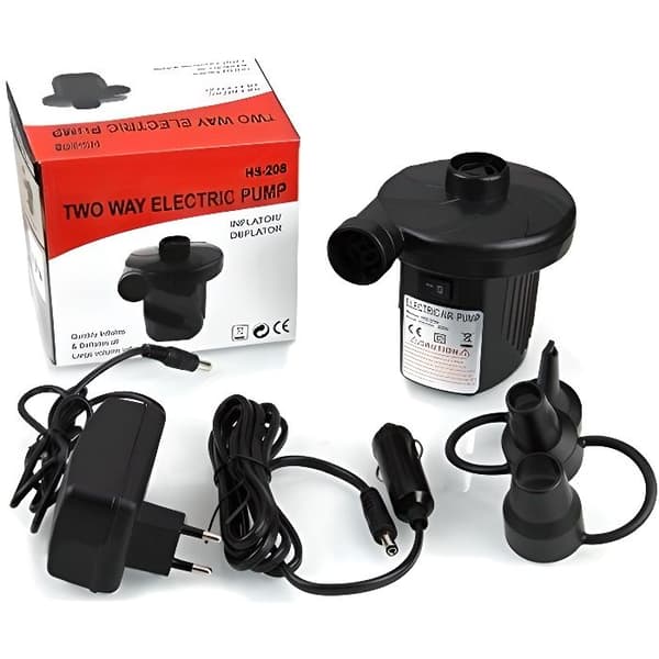 Ecent Electric Inflator Deflator Elektrisk luftpump med 3 munstycken DC12V/AC 220V för uppblåsbar madrass, camping, säng etc