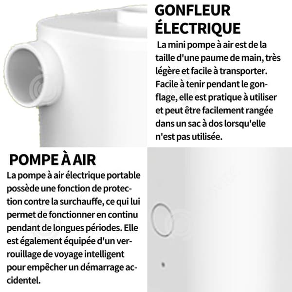 INN luftpump 2500mAh elektrisk luftpump med 5 munstycken Elektrisk uppblåsare Luftmadrassuppblåsare för utomhusaktiviteter