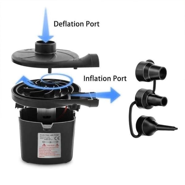 TD® Elektrisk pump Elektrisk pump med 3 luftmunstycken för uppblåsbara campingluftmadrasser, plaskdamm, uppblåsbar