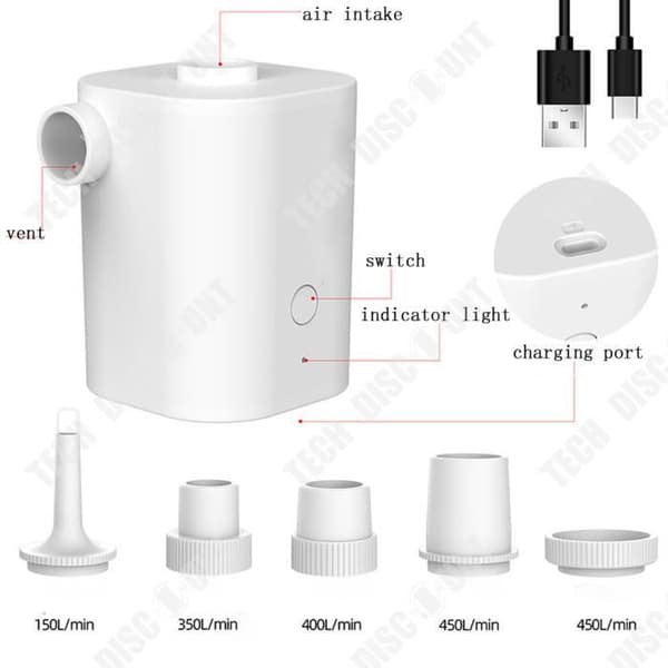 TD® Trådlös utomhus usb luftkudde simring portabel luftpump mini utomhus tvåvägs sug elektri