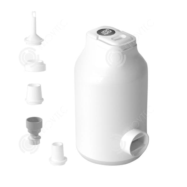 INN Mini luftpump utomhus med uppblåsning, sug och belysning 3 i 1 LED-display 5 luftmunstycken hushållsbruk vit