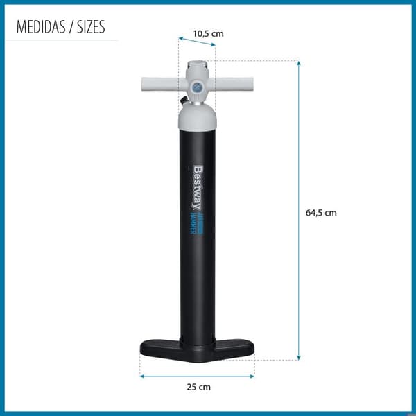 Manuell pump - BESTWAY - Luftslagverk™ - Högtryck - Bärbar - 5 adaptrar ingår