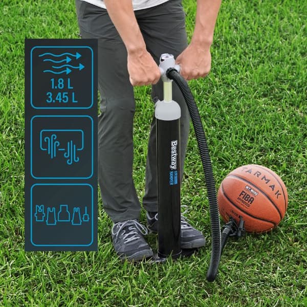 Manuell pump - BESTWAY - Luftslagverk™ - Högtryck - Bärbar - 5 adaptrar ingår