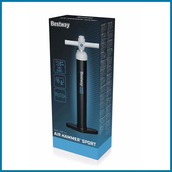 Manuell pump - BESTWAY - Luftslagverk™ - Högtryck - Bärbar - 5 adaptrar ingår