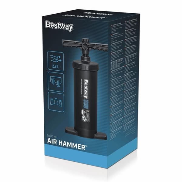 Manuell luftpumpa - Bestway - Air Hammer 2800 - Snabbuppblåsning - 3 adaptorer inkluderade - Unisex