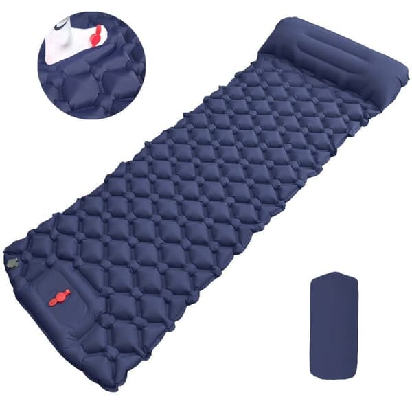 OBOSOE Ultralet luftmadras til camping – Ergonomisk design med indbygget pumpe, 40D nylon | Hurtig oppustning og kompakt