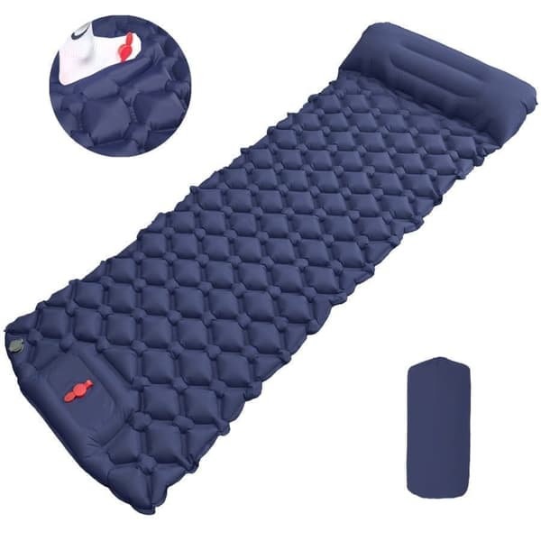 OBOSOE Ultralet luftmadras til camping – Ergonomisk design med indbygget pumpe, 40D nylon | Hurtig oppustning og kompakt