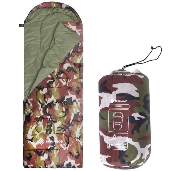 Sovsäck - SPRINGOS - Mummy - 100% polyester - Camping - Flerfärgad