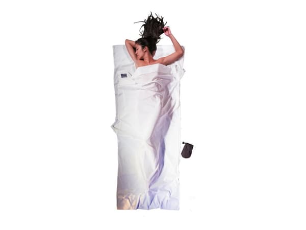 Cocoon kevyt matkamakuupussi, suorakulmio, 220 x 90 cm, 100 % puuvillaa, luonnonvalkoinen