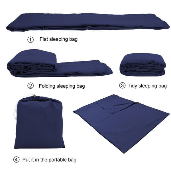 Sovsäck Resa Kudde Filt tunn sovsäck i polyester med stängning och förvaringspåse 115 x 210 cm
