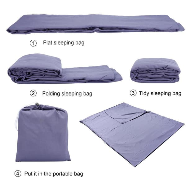 Sovsäck Resa Kudde Filt tunn sovsäck i polyester med stängning och förvaringspåse 115 x 210 cm