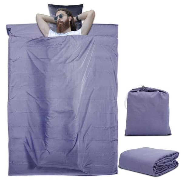 Sovsäck Resa Kudde Filt tunn sovsäck i polyester med stängning och förvaringspåse 115 x 210 cm