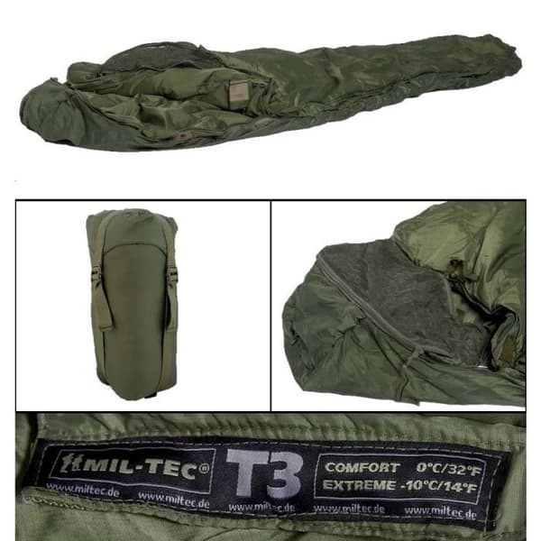 Sovsäck - Miltec - TACTICAL 3 - Grön - 0°C komfort - 2.2 x 0.7m - 1.77kg