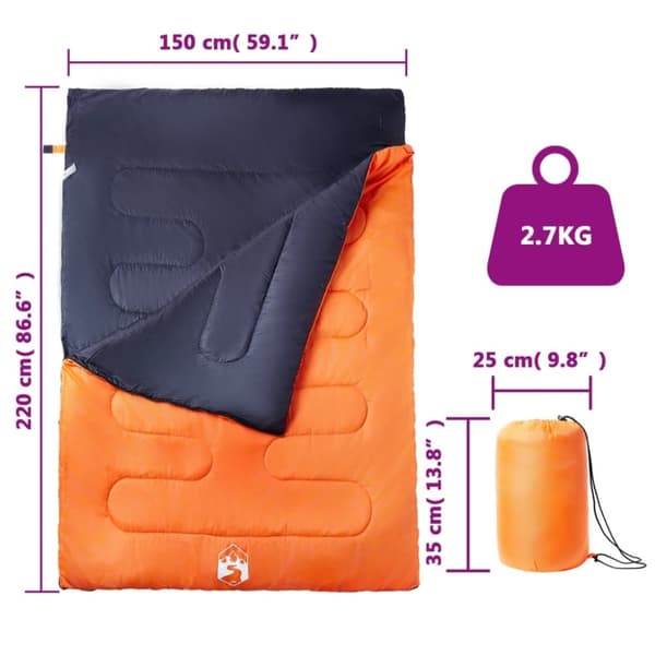 vidaXL Dobbel sovepose med puter for voksne camping 3-4 sesonger